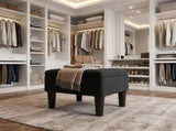 Small Footstool Ottoman with Thick Cushion, Angled Legs, Hidden Storage Compartment, Ink Black 77219682