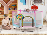 3-in-1 Kids Trampoline 60" with Basketball Hoop & Dartboard, Gap-Free Jumping Mat Toddler Trampoline 38668016