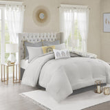 8 Piece Cotton Floral Printed Reversible Comforter Set Yellow King B03597284