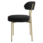 ZUN Boucle Upholstered Dining Chairs with Curved Backrest & Gold Metal Legs Set of 2, Black W2740P214382