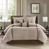 7 Piece Micro Corduroy Comforter Set Taupe King B03596930