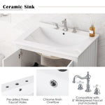 ZUN 24" White Modern Sleek Bathroom Vanity Elegant Ceramic Sink with Solid Wood Frame Open Style Shelf 41410124