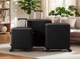 PP Trolley Case 20in 24in 28in 3PCS Suitcase Set Black 99782391