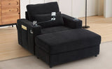 Modern Style Armchair 42.5" Chaise Lounge Sofa Couch with a Movable Storage Ottoman, USB Ports, N719P292700B