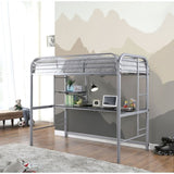 Contemporary Style Full Metal Construction Silver Finish Twin Loft Bed Attached Ladder Under Bed B2741P351289