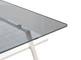 Rectangle Coffee Table, Tempered Glass Tabletop with White Metal Legs, Modern Table for Living Room W241126035