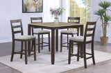 ZUN Rustic Farmhouse Transitional 5-Pc Counter Height Dining Set Square Table Wood Top Bottom Display B011P186072