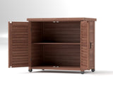 Potting Bench with Storage Cabinet and Metal Table Top for Outdoor Patio, Garden Furniture Wood 32240140