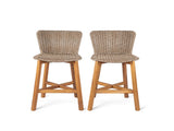 Lymington Outdoor Bar Stool, Teak Finished Wood with Light Brown Wicker, Set of 2 N775P278094B