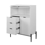 ZUN Sideboard with 3 Drawers ,1 door and 1 glass Door Wood Cabinet with Storage for Kitchen, Dining W409P153983