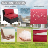 7 Piece Patio Furniture Set, All-Weather Wicker Outdoor Conversation Set with Sectional Sofa, Rattan 29052709