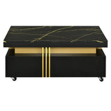 ON-TREND Contemporary Coffee Table Faux Marble Top, Rectangle Cocktail Table WF305961AAB