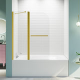 43 in. W * 58 in. H Frameless Folding Shower Doors for Bathtub, 1/4" Thick SGCC Tempered Glass W1552P174994