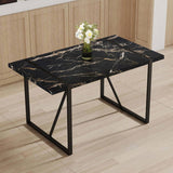 Industrial rectangular MDF black dining table for 4-6 people with 1.5 inch thick MDF top and black W1151P185154