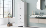 ZUN Storage Cabinet with 2 Doors and 4 Drawers for Bathroom, Office, Adjustable Shelf, MDF Board with WF302825AAK