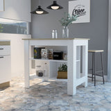 Cala Kitchen Island, Four Legs, Three Shelves -White / Light Oak B07092010