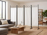 4-Fold Foldable Screen Plastic Feet 160g Polyester Fabric Carbon Steel Frame 6FT Off-White 68530944