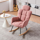 055-Teddy Fabric Upholstered Nursery Rocking Glider Chair Modern Accent Armchair Padded Seat with W527P228310