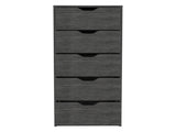 Dresser 42H" 5 Drawers Narrow Dresser, Slim Storage Chest of Drawers, Bedroom, Smokey Oak B097P167438