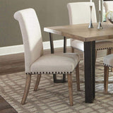 Beige and Pine Upholstered Parsons Dining Chair B062P153699