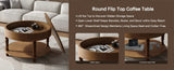 Coffee Table with Dual Storage for Living Room, 31.5" Modern Round Coffee Table with Storage and W1445P341373