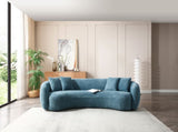 102'' Boucle Sofa Modern Sectional Half Moon Leisure Couch Curved Sofa Teddy Fleece Velet Blue W87694857