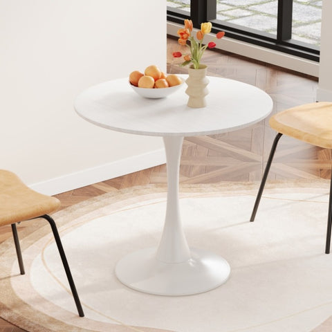 ZUN 31.4 "round dining table, medieval white tulip dining table, 2-3 person metal base dining table, W1727P229042