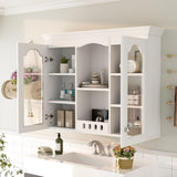 Wall Mounted Medicine Cabinet, Bathroom Wall Cabinet with 2 Glass Doors, Over The Toilet Space Saver N710P264313K