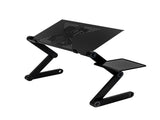 360-Degree Rotation Multifunctional Portable Folding Table with Fan & Mouse Black 35175416