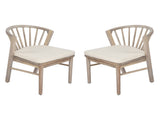 Outdoor Dining Chairs Set of 2, Acacia Wood Patio Chairs with Cream Washable Cushion,for Backyard, N762P389932K