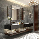 40x30inch Silver Rectangular Wall-mounted Beveled Bathroom Mirror,Square Angle Metal Frame Wall W2091126966