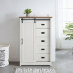 ZUN 5 Drawers Dresser w/Sliding Barn Door, Farmhouse Modern Tall Dresser 5 Chest of Drawers, Storage W2275P206613