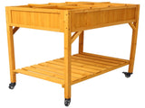 Elevated 8 Pocket Herb Garden Bed, Mobile Raised Customizable Wood Planter for Herbs, Vegetables, 69112544