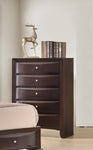 ZUN 1Pc Contemporary 5 Drawer Chest Brown Finish Solid Wood Wooden Bedroom Furniture B011P216684