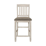 Set of 2 Slat Back Counter Height Chair, Fossil and Rustic Cream B016P224772