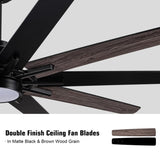 ZUN 72 in.Integarted LED Large Black Double Finish Ceiling Fan with Remote Control W1367P187092