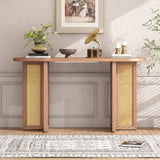 TREXM Farmhouse Rattan Console Entryway, Narrow Console with Storage, Hallway N715P245743D