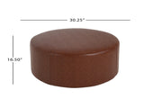 Upholstered Round Ottoman,PU Leather,Brown N757P181733R