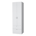 ZUN Tall Mayer Wardrobe in Melamine with Two Doors and Two Drawers B128P203060