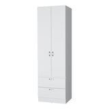 ZUN Tall Mayer Wardrobe in Melamine with Two Doors and Two Drawers B128P203060