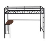 ZUN Twin Metal Loft Bed with Desk, Ladder and Guardrails, Loft Bed for Bedroom, Black MF286452AAB