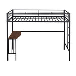 ZUN Twin Metal Loft Bed with Desk, Ladder and Guardrails, Loft Bed for Bedroom, Black 87361096