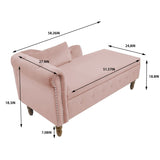 Pink Chaise Lounge Indoor,Velvet Lounge Chair for Bedroom with Storage & Pillow,Modern Upholstered W1170105037