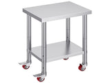 Stainless Steel Work Table 24 x 18 x 34 Inch, 700 LBS Capacity with Wheels, Adjustable Heights, 52516507