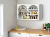 27.56"Glass Doors Modern Two-door Wall Cabinet with Featuring Three-tier Storage for Entryway Living W757119330