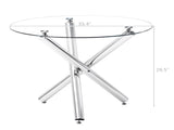 90*90*75cm Round Glass Dining Table Transparent Glass Table Leg Cross Design 73087134