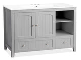 With Basin Grey MDF Lacquered Double Door & 2-Drawer Bathroom Vanity Cabinet with Decorative Molding 80408716