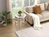 Modern Round End Table with Sintered Stone Top, Chrome/ Silver End Table for Living Room 20.67''W x W821114994
