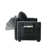 53-inch cushioned recliner sofa bed with USB charging function, pull-out sofa, fabric is corduroy W2564P335437