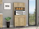 Pantry Cabinet 67" H, Four Doors, One Drawer, Three Internal Shelves, 2 External Storage Shelves, B097133017